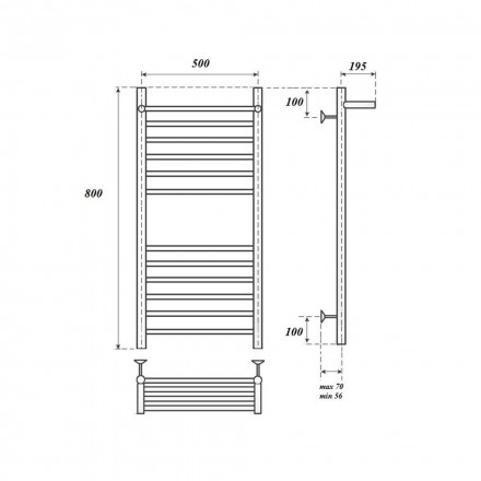Полотенцесушитель водяной Point PN10158SP П11 500x800 с полкой, хром