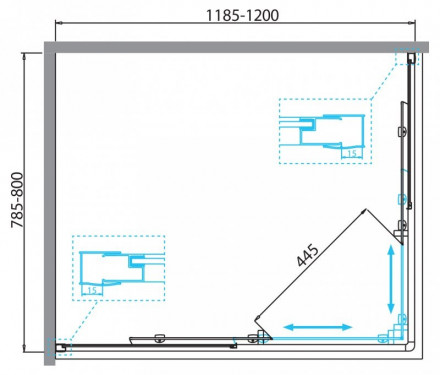 Belbagno DUE-AH-2-120/80-C-Cr душевой угол