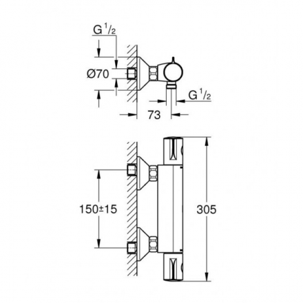 Grohe Grohtherm 800 34558000 Смеситель термостат для душа