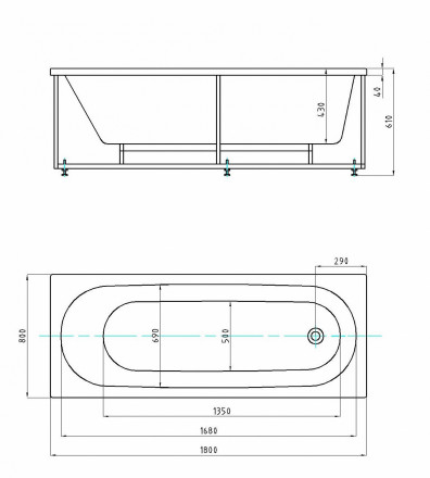 Azario FELISA AV.0040180 180x80 ванна акриловая прямоугольная