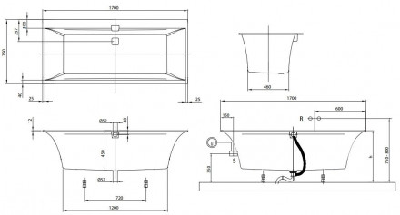 Villeroy Boch Squaro Edge 12 170x75 ванна с гидромассажем