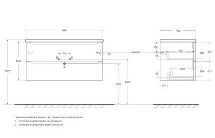 BelBagno KRAFT39-500/390-2C-PIA-RT тумба с раковиной напольная
