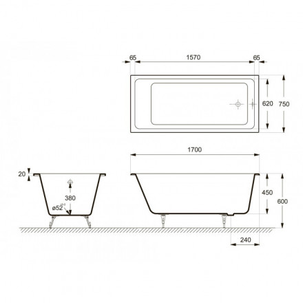 Delice Level DLR 230602-AS Ванна чугунная 170х75 с просивоскользящим покрытием