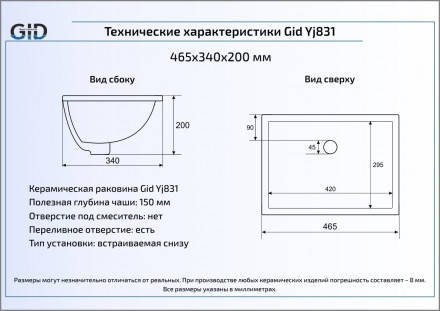 Gid YJ831 раковина