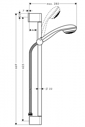 Hansgrohe Crometta 85 Mono 27728000 Душевой гарнитур 65 см