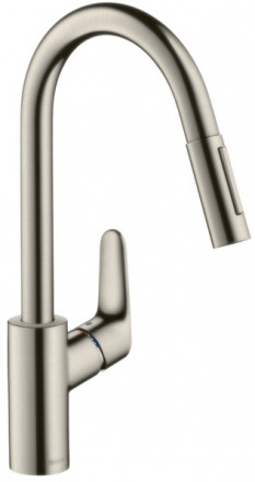 Hansgrohe Focus 31815800 смеситель для кухни с выдвижным изливом цвет сталь