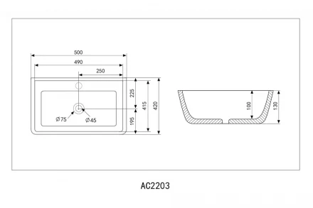 ABBER Rechteck AC2203 раковина накладная