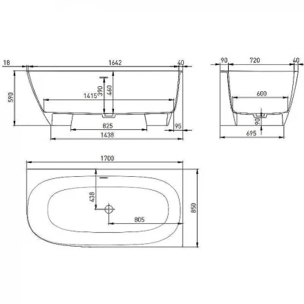 Salini Sofia 102524M Ванна угловая белый 170x85