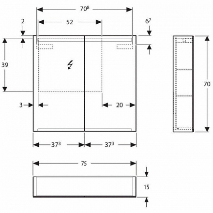Geberit 529.353.00.7 Smyle 75 Комплект мебели для ванны