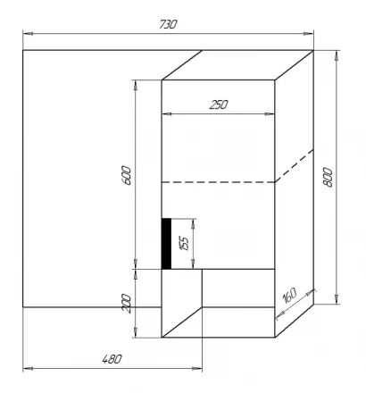 Azario Gris 75 CS00080419 Зеркало-шкаф дуб веллингтон 730х160х800