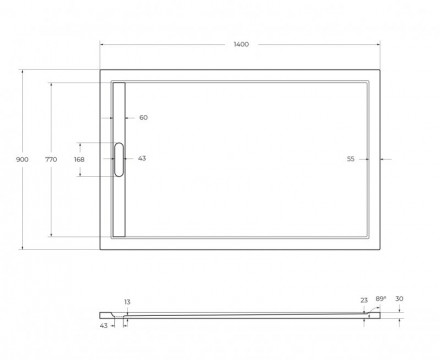 CEZARES TRAY-AS-AH-140/90-30-W поддон из искусственного мрамора