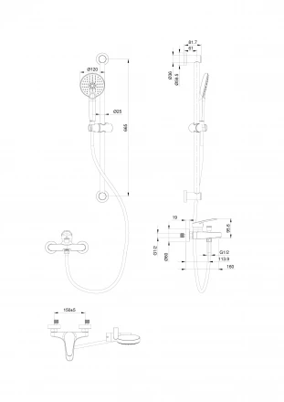 Wonzon &amp; Woghand Loop WW-C2501-MB Смеситель для ванны с душевым гарнитуром и термостатом черный мато