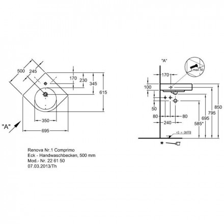 Geberit Renova Compact Р226150000 аковина 50x50
