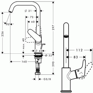 Hansgrohe Focus E 2 31609000 смеситель для раковины
