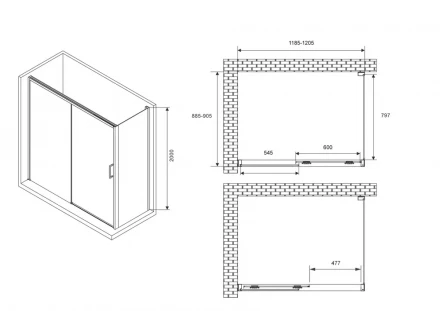 ABBER Komfort AG93120B-S92B душевой уголок