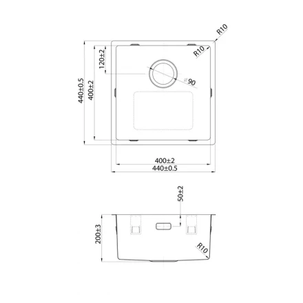 Iddis PRI44S0i77 Кухонная мойка 44x44 сатин