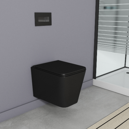 Owl Vatter Ruta-H Matt Black Унитаз подвесной безободковый с сиденьем DP микролифт