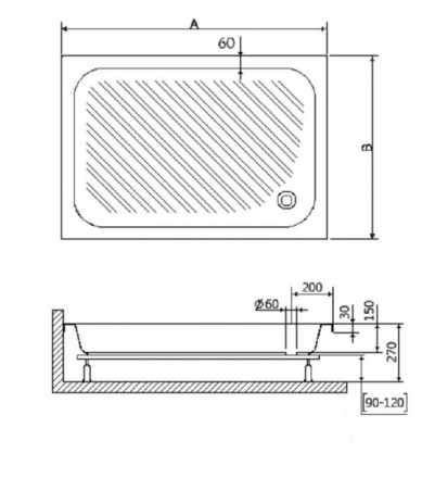RGW B/CL-S-A 16180292-51-A Душевой поддон прямоугольный 90x120