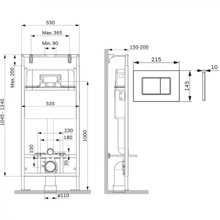 AM.PM I012710.0238 MasterFit инсталляция для подвесного унитаза с клавишей ProC S, мат.черный