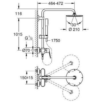Grohe Euphoria XXL Eurodisc Cosmopolitan System 210 23058003 Душевая стойка