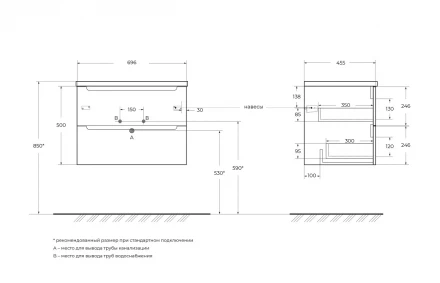 BelBagno KRAFT 39-700/390-2C-SO-RNN тумба с раковиной подвесная