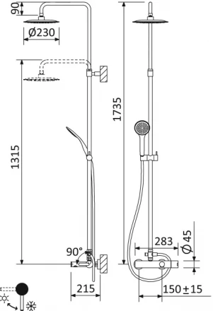 CEZARES LEAF-CVDA-23-L-01 душевая стойка