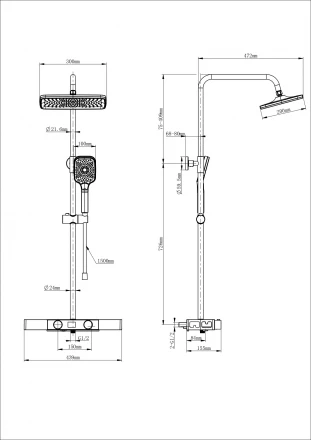 Wonzon &amp; Woghand Shelf WW-B3552-MW Душевая система с термостатом белый матовый