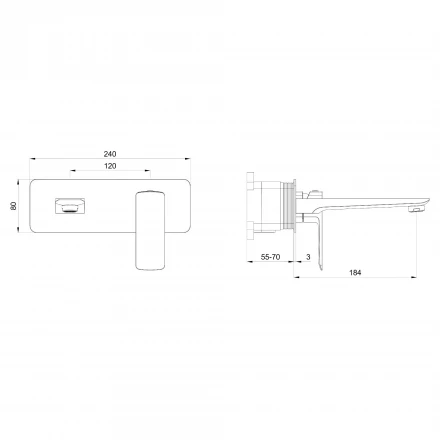 Wonzon &amp; Woghand Edge WW-88869003-MB Смеситель для раковины встраиваемый брашированное золото