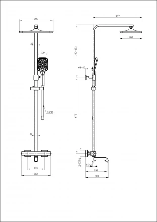 Wonzon &amp; Woghand Stay WW-B3026-T1-CR Душевая система с термостатом хром