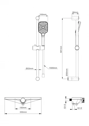 Wonzon &amp; Woghand Onix WW-B2551-A-BG Смеситель для ванны с душем и термостатом темный графит