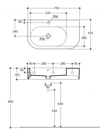 Kerasan Flo 3143 Раковина 75x42