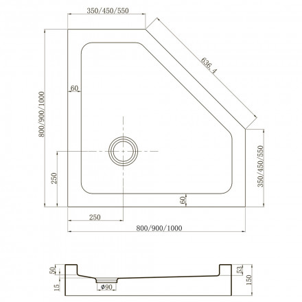 Veconi Tezeo acrylic TZ53B-100-C5 душевой поддон