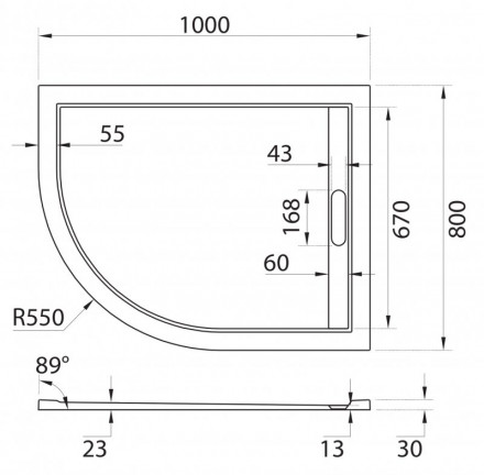 Cezares TRAY-AS-RH-100/80-30-W-R Душевой поддон ассиметричный 100х80