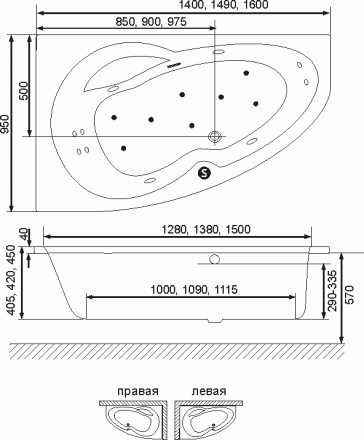 Excellent Newa Plus 160x95 акриловая ванна левая