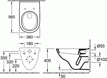 Villeroy Boch O.novo 56601001 Унитаз подвесной (чаша)