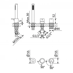 CEZARES LEAF-BVDM3-L-01 смеситель на борт ванны