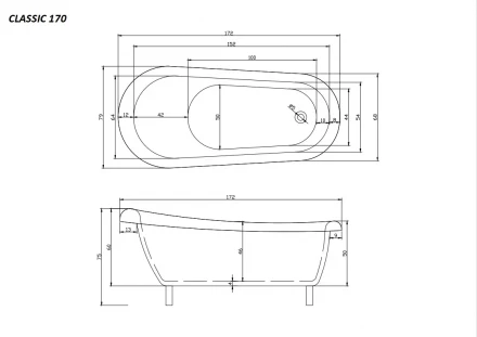 Ceruttispa CLASSIC 170G акриловая ванна 170x79