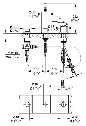 Grohe Eurocube 19966000 Смеситель для ванны