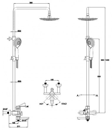 KAISER SX-2060-1 Chrome Душевая стойка для ванны