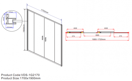Vincea Garda VDS-1G2170CL душевая дверь