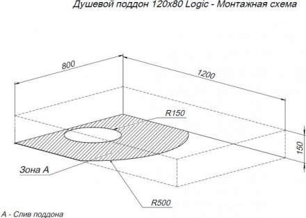 Aquanet Logic RC душевой поддон 120х80