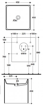 Kerasan Cento Cubo 3538 Раковина 45x45