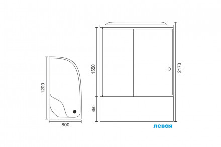 RB 8120BK1-T душевая кабина 120x80x217 правая
