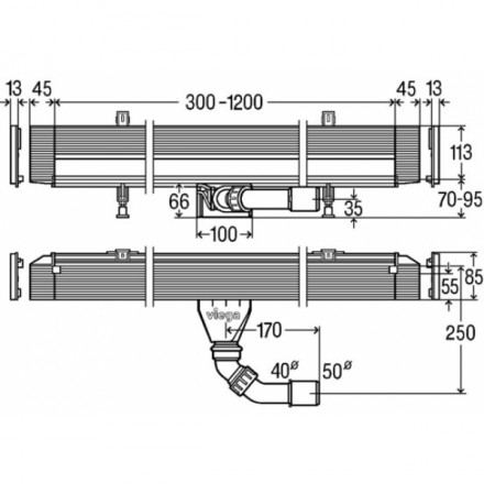 Viega 736736 Advantix Vario Wall душевой лоток 300-1200 мм