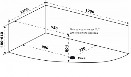 Azario Микона 170х110 ванна акриловая правая