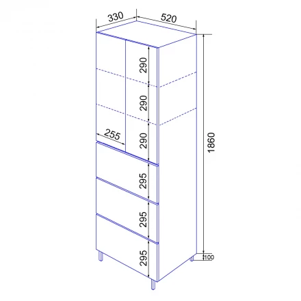 Azario Эстима 52/3 CS00094562 Пенал напольный белый глянец