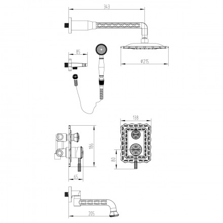 Lemark Jasmine LM6622B смеситель для ванны и душа, встраиваемый
