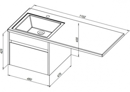 Aquanet Токио 110 R белый тумба с раковиной (подвесная, 1 ящик)