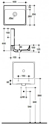 Kerasan Cento 3540 Раковина 40x35