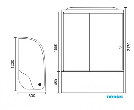 RB 8120BK2-T душевая кабина 120x80x217 левая